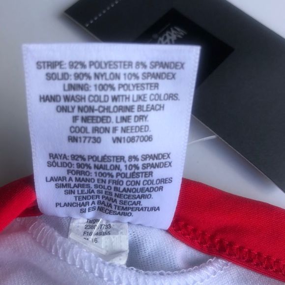 Mossimo Red White Blue Striped Triangle Swim Top New M - Picture 4 of 4